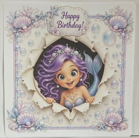 Mermaid Birthday Magic – Ocean Peek‑Through & Party Tags Card Kit by Hazel Underwood