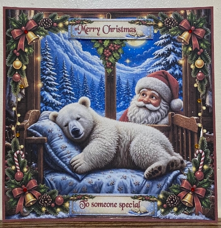 Santa watches a sleepy Bear by Hazel Underwood