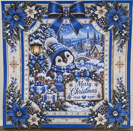 Blue Christmas Penguin • Snowy Village & Gifts by Hazel Underwood