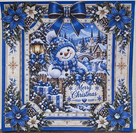 Blue Christmas Snowman • Snowy Village & Winter Florals by Hazel Underwood