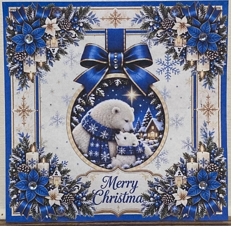 Blue Christmas Polar Bears • Winter Village & Candlelit Florals by Hazel Underwood
