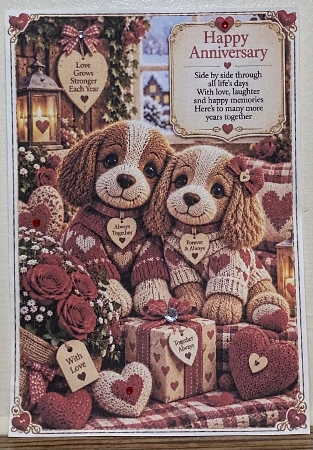 Anniversary Puppies A4 Portrait Card Topper by Hazel Underwood