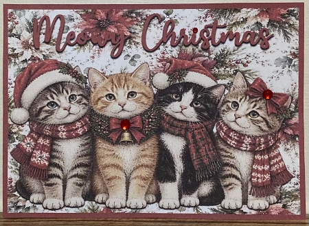 Meowy Christmas 7 x 5 Card by Hazel Underwood