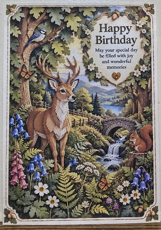 Layered Paper-Cut Woodland Deer A4 Portrait Birthday Card Topper by Hazel Underwood