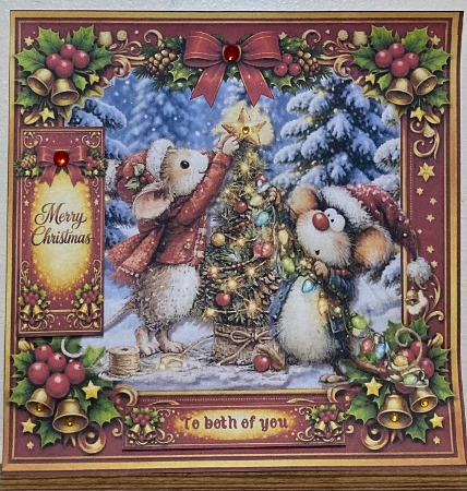 Christmas Mice decorate the tree by Hazel Underwood