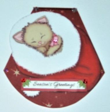 Sleeping Kitten Christmas Wobble Card by Hazel Underwood
