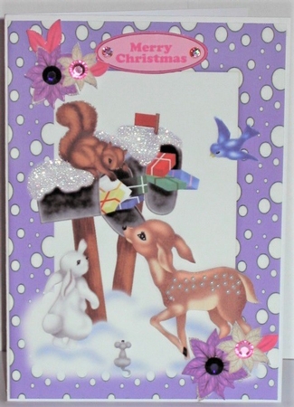 Cute Animals in Purple Snow Frame by Hazel Underwood