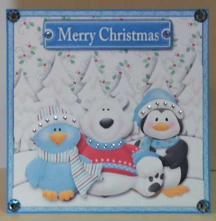 Polar Bear & Friends Square Card Front + Decoupage by Hazel Underwood