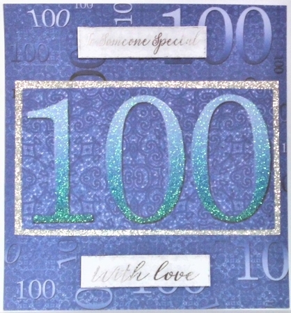 Dark Blue Metallic 100th Birthday A4 Backing Paper by Hazel Underwood