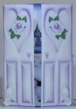 Beautiful White Unicorn, with Fantasy Castle, Doves Gatefold by Hazel Underwood