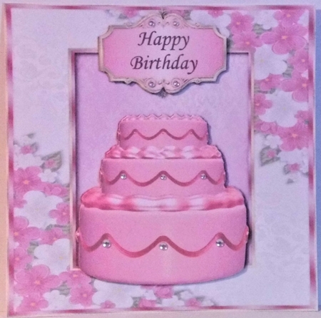Pink Birthday Cake & Floral Frame by Hazel Underwood