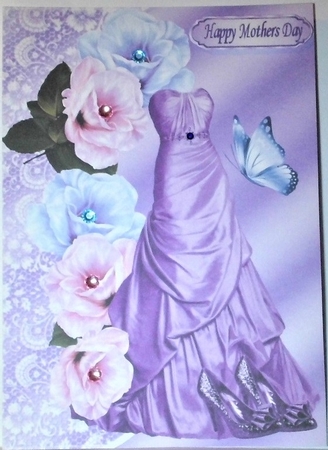 Evening Dress with Shoes and Lilac/pink Flowers A4 by Hazel Underwood