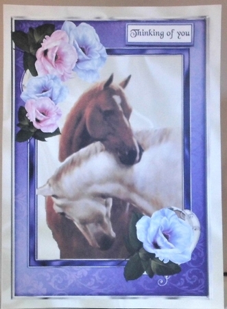 Beautiful Horses Entwined in Purple Rose Frame A4 by Hazel Underwood