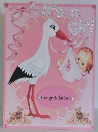Lovely Stork with Baby Girl by Hazel Underwood