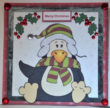 Penguin Wrapped Up in Hat and Scarf Card by Hazel Underwood