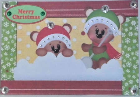 Playful Teddies in the Snow A4 by Hazel Underwood