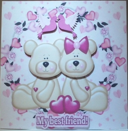 Love Bears with Hearts and Doves 8x8 Card by Hazel Underwood