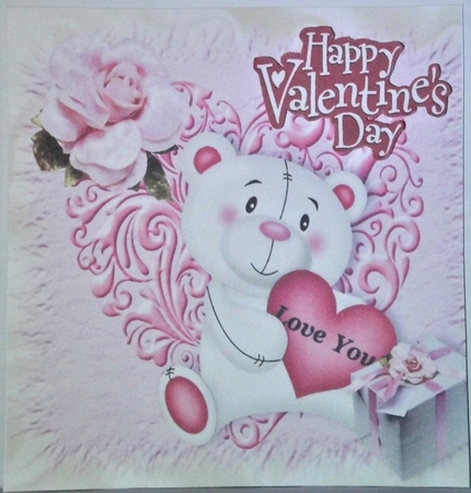 I Love You, Little White Bear with Pink Rose 8x8 by Hazel Underwood