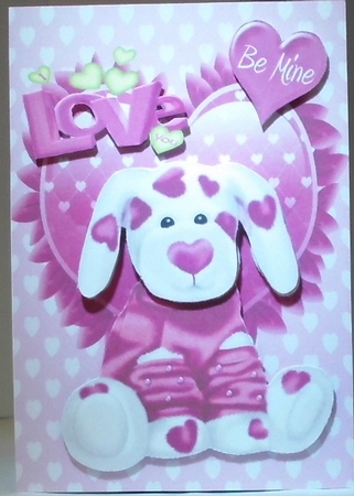 Little Puppy on Pink Heart with Love by Hazel Underwood
