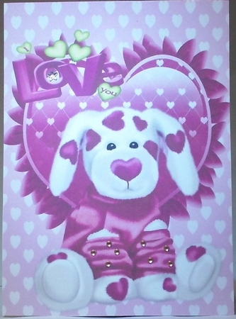 Little Puppy on Pink Heart with Love A4 by Hazel Underwood