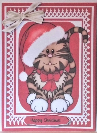 Kittykat in Santa Hat  by Hazel Underwood