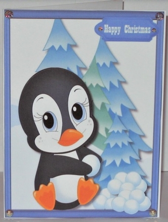Little Penquin Playing with the Snowballs  by Hazel Underwood