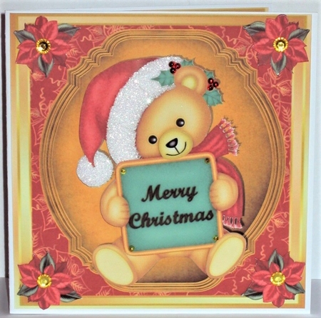 Cute "merry Christmas" Bear 8x8 Mini Kit by Hazel Underwood