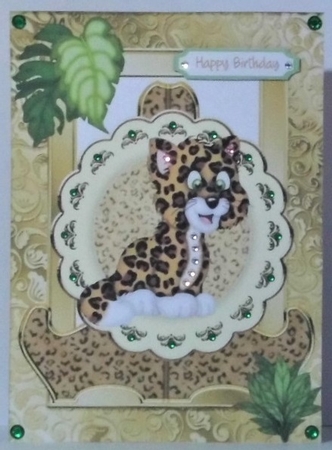 Cute Tiger on a Plate & Stand with Leaves in Ornate Frame A4 by Hazel Underwood