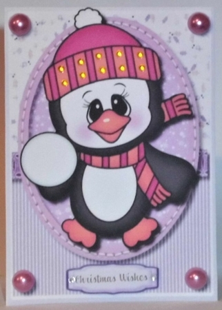 Cute Penquin and His Snowball  by Hazel Underwood