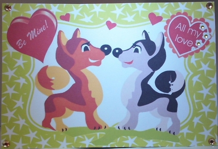 Be Mine! Cute Pair of Dogs Sharing the Love A4 by Hazel Underwood
