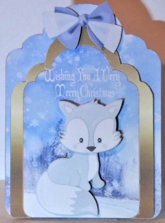 Little Fox in the Snow with Trees Easel Card by Hazel Underwood