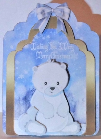 Little Polar Bear in the Snow with Trees Easel Card by Hazel Underwood