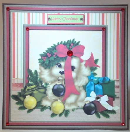 Christmas Pup 7.5x7.5 Topper and Gift Card by Hazel Underwood