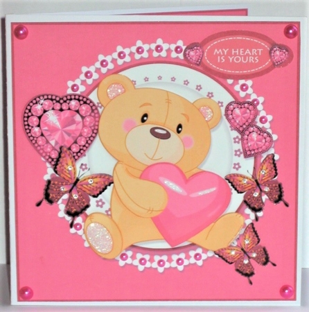 Cute Bear & Hearts by Hazel Underwood