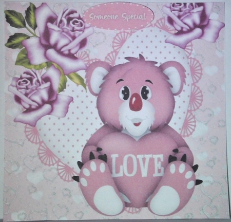 Cute Koala with Love Heart and Pink Roses 8x8 Mini Kit by Hazel Underwood