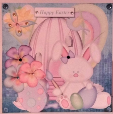 Bunny Easter Egg Painting Topper & Decoupage by Hazel Underwood