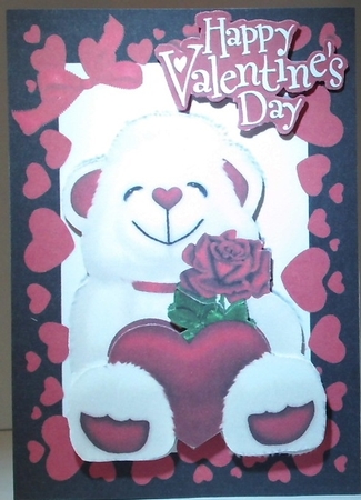Love White Bear with Hearts and Rose by Hazel Underwood