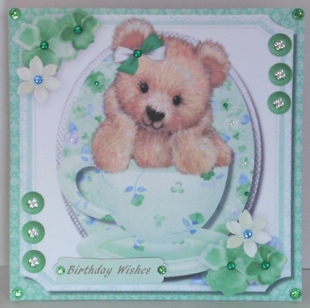 Darquise in a Green Teacup by Hazel Underwood
