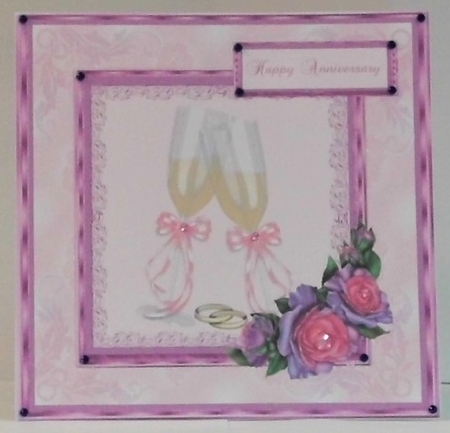 Anniversary Card with Champagne & Roses by Hazel Underwood