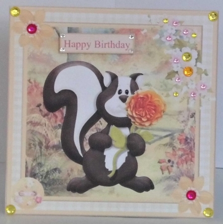 Getting older stinks - humorous skunk card topper & decoupage by Hazel Underwood