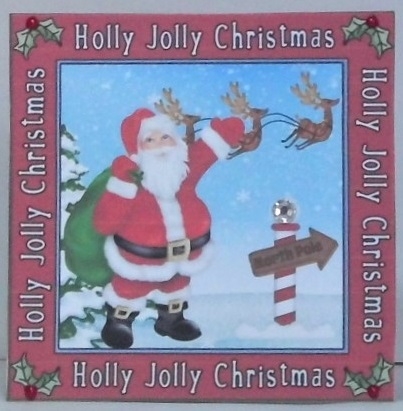 Jolly Christmas 6x6ins Decoupage Topper by Hazel Underwood