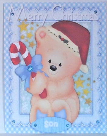 Lovely Christmas Baby Bear , Blue by Hazel Underwood