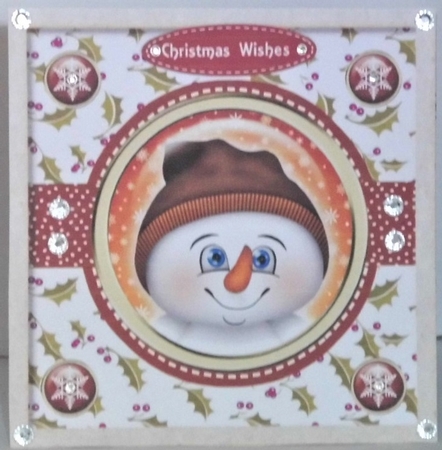 Snowman in Stitched Frame  4 by Hazel Underwood