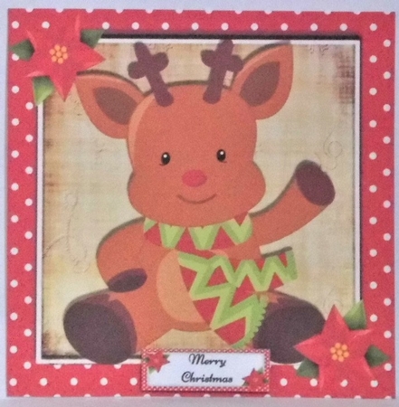 Cute Waving Reindeer 7x7 by Hazel Underwood