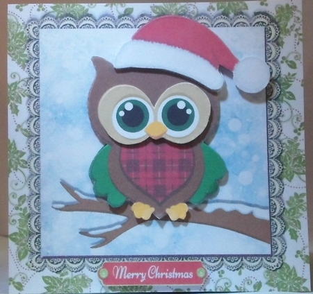 Cute Owl WIth Tartan Belly 7x7 by Hazel Underwood