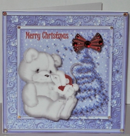 Cute Christmas Bear with Mouse by Hazel Underwood