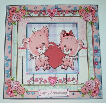 Romance Kitty Cuddles 7x7 Topper by Hazel Underwood