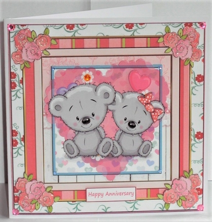 Romance Teddy Love Decoupage Topper by Hazel Underwood
