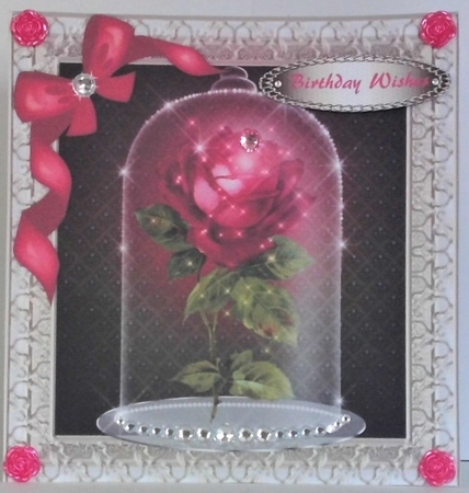 Pink Sparkle Rose in a Globe  by Hazel Underwood