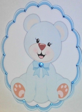 Blue Bear with his Blue bow  by Hazel Underwood